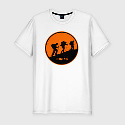 Мужская slim-футболка Туристы идущие в гору