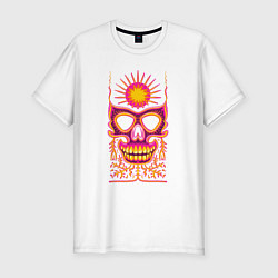 Мужская slim-футболка Яркая черепушка с солнцем