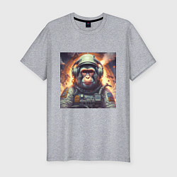 Мужская slim-футболка Обезьяна космонавт
