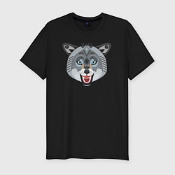 Мужская slim-футболка Серый волчара