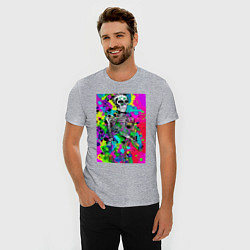 Футболка slim-fit Funny skeleton - pop art, цвет: меланж — фото 2