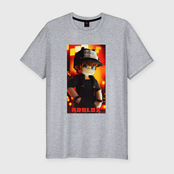 Мужская slim-футболка Roblox fire