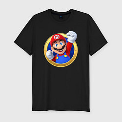 Футболка slim-fit Марио значок, цвет: черный