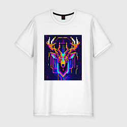 Мужская slim-футболка Рогатый пиксельный олень