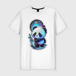Футболка slim-fit Стикер: милый панда, цвет: белый