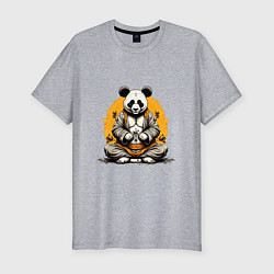Футболка slim-fit Панда на медитации, цвет: меланж