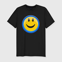 Мужская slim-футболка Смайлик улыбающийся эмодзи