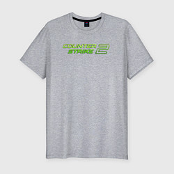 Мужская slim-футболка Counter strike 2 green logo