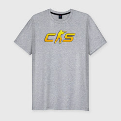 Мужская slim-футболка CS2 yellow logo