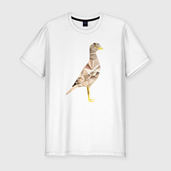 Мужская slim-футболка Авдотка птица в стиле Low Poly