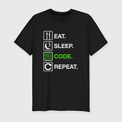 Футболка slim-fit Eat Sleep Code Repeat, цвет: черный
