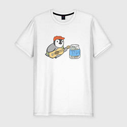 Мужская slim-футболка Воробей гитарист собирает донаты