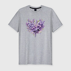 Мужская slim-футболка Сердце и цветы прованс