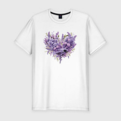 Мужская slim-футболка Сердце и цветы прованс