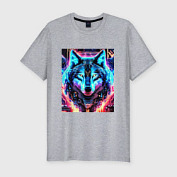 Футболка slim-fit Кибер волк, цвет: меланж