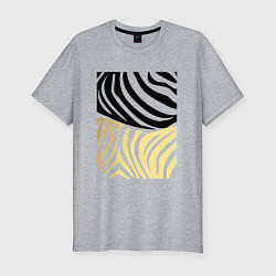 Мужская slim-футболка Принт зебра черно- золотой