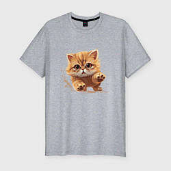 Мужская slim-футболка Рыжий бегущий котик