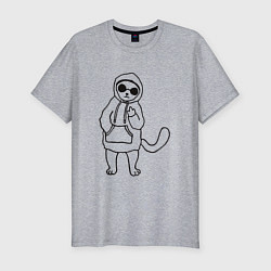 Футболка slim-fit Кот - выпендрёжник, цвет: меланж
