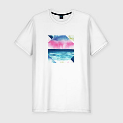 Мужская slim-футболка Абстрактное море закат рассвет