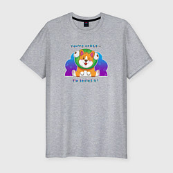 Футболка slim-fit Сумасшедший корги, цвет: меланж