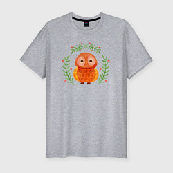 Мужская slim-футболка Осенняя совушка