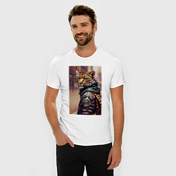 Футболка slim-fit Cool leopard - urban style - neural network, цвет: белый — фото 2