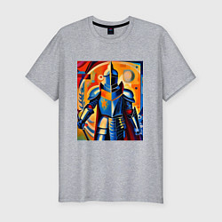 Мужская slim-футболка Средневековый рыцарь в доспехах