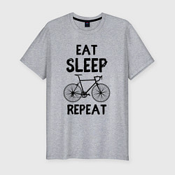 Мужская slim-футболка Eat sleep bike repeat