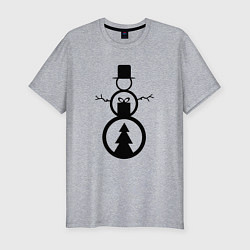 Мужская slim-футболка Креативный новогодний снеговик