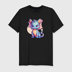 Футболка slim-fit Cute dragon cat, цвет: черный