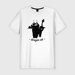 Мужская slim-футболка Black dragon cat