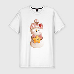 Мужская slim-футболка Милый снеговик