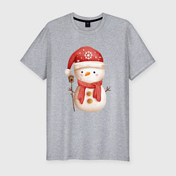 Мужская slim-футболка Маленький снеговик