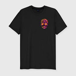 Футболка slim-fit Неоновый тексик череп, цвет: черный