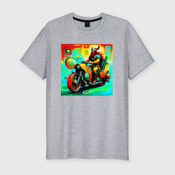 Футболка slim-fit Викинг на мотоцикле, цвет: меланж