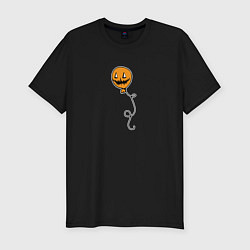 Мужская slim-футболка Хэллоуин шарики и приведение