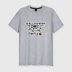 Мужская slim-футболка Halloween party паук с паутиной хэллоуин