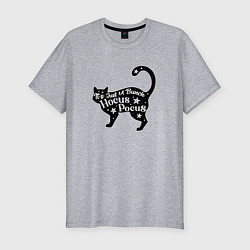 Мужская slim-футболка Черный кот хэллоуин звезды