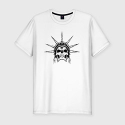Мужская slim-футболка Статуя свободы с черепом