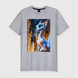 Мужская slim-футболка Синяя дракоша