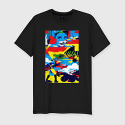 Футболка slim-fit Pop art fantasy - neural network, цвет: черный