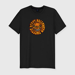 Мужская slim-футболка Счастливого хэллоуина сладкий