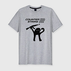 Мужская slim-футболка Counter strike 2 мем
