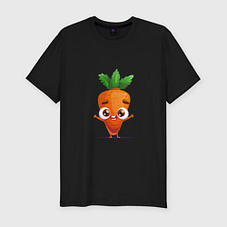 Футболка slim-fit Морковка кавайная, цвет: черный