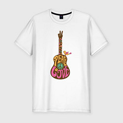 Футболка slim-fit Peace guitar, цвет: белый