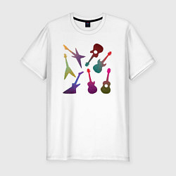 Мужская slim-футболка Цветные гитарки