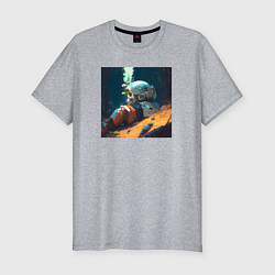 Мужская slim-футболка Космонавт и лес