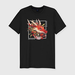 Мужская slim-футболка Christmas red dragon