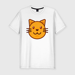 Футболка slim-fit Оранжевый котик счастлив, цвет: белый