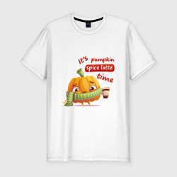 Мужская slim-футболка Тыква с кофе